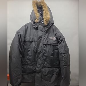 The North Face Jacket Mens 2XL Grey Goose Down Parka Hood Jacket